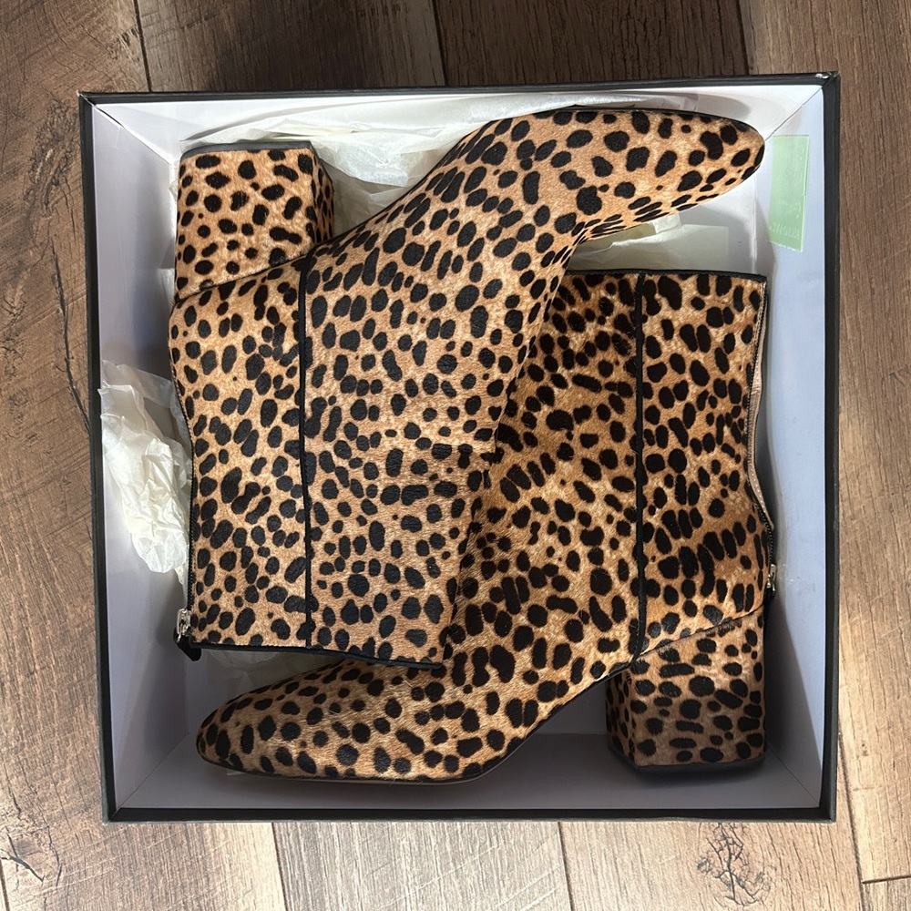 J Crew Unworn in box beautiful Sadie ankle boots in calf hair.